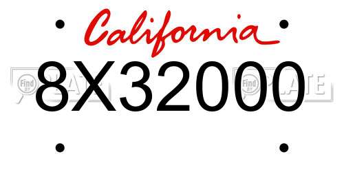 8X32000 California License Plate
