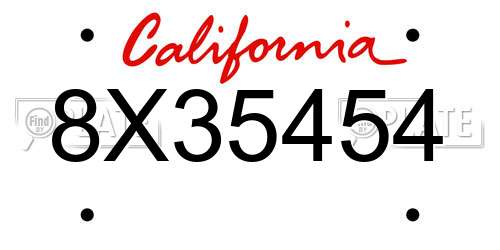 8X35454 California License Plate