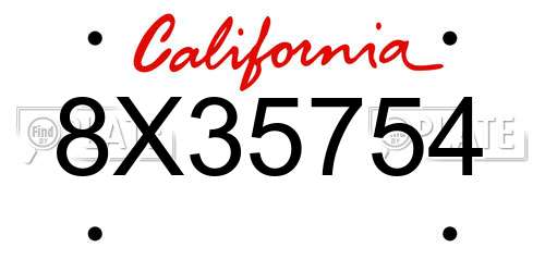 8X35754 California License Plate