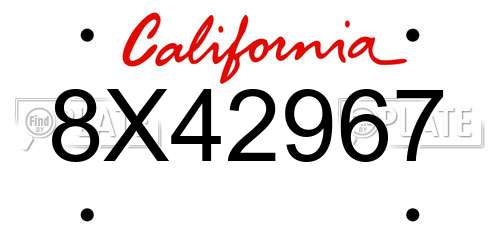 8X42967 California License Plate