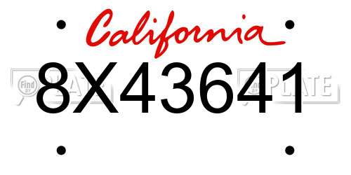 8X43641 California License Plate