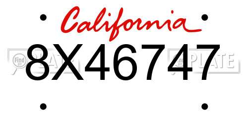 8X46747 California License Plate