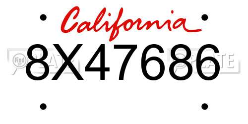 8X47686 California License Plate