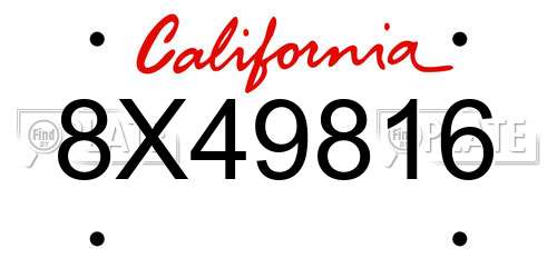 8X49816 California License Plate