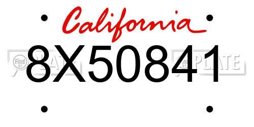 8X50841 California License Plate