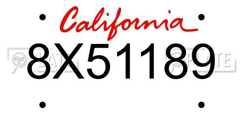 8X51189 California License Plate