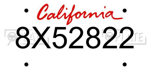 8X52822 California License Plate