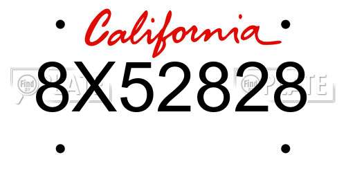 8X52828 California License Plate