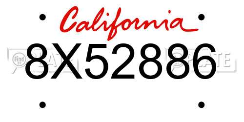 8X52886 California License Plate