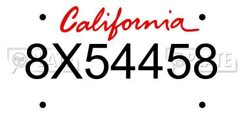 8X54458 California License Plate
