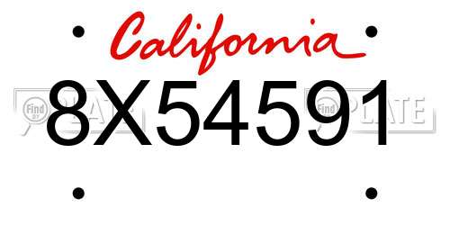 8X54591 California License Plate