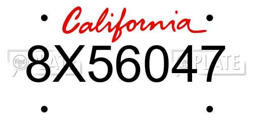 8X56047 California License Plate