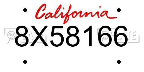 8X58166 California License Plate