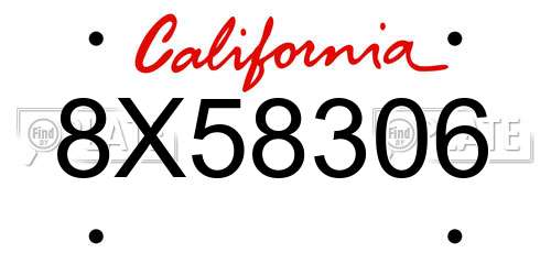8X58306 California License Plate
