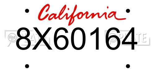 8X60164 California License Plate