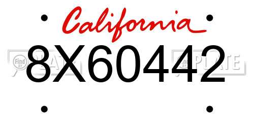 8X60442 California License Plate