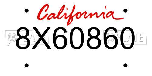 8X60860 California License Plate