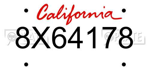 8X64178 California License Plate