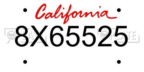 8X65525 California License Plate