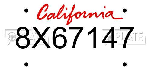 8X67147 California License Plate