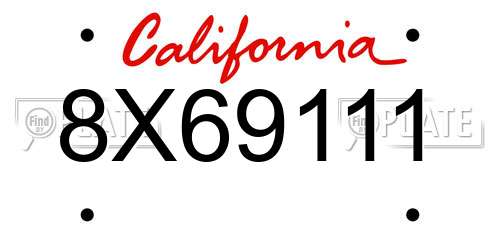 8X69111 California License Plate
