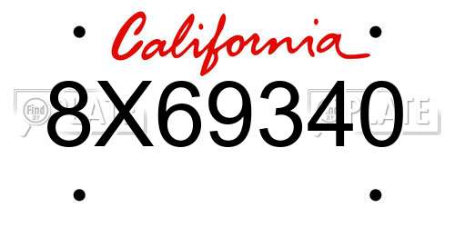 8X69340 California License Plate