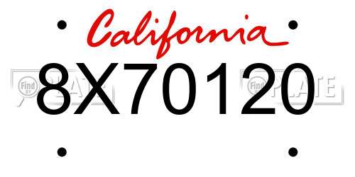8X70120 California License Plate