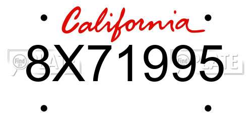 8X71995 California License Plate