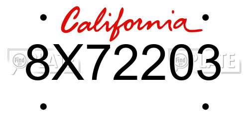 8X72203 California License Plate