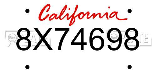 8X74698 California License Plate