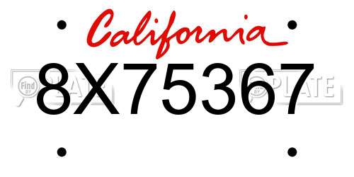 8X75367 California License Plate