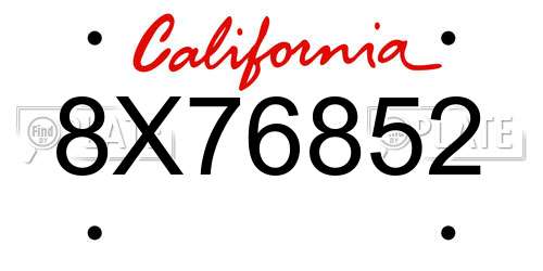 8X76852 California License Plate