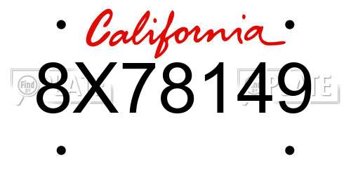 8X78149 California License Plate