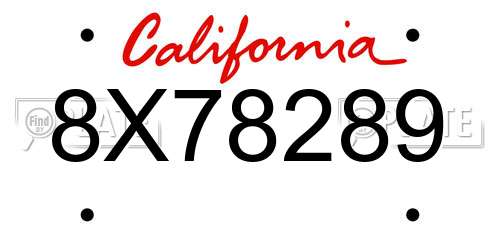 8X78289 California License Plate