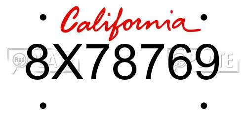 8X78769 California License Plate