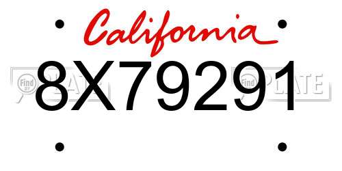 8X79291 California License Plate