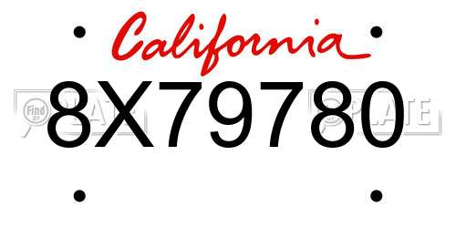 8X79780 California License Plate