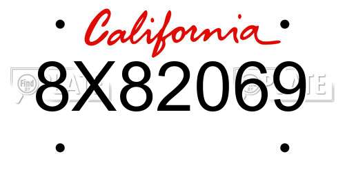 8X82069 California License Plate