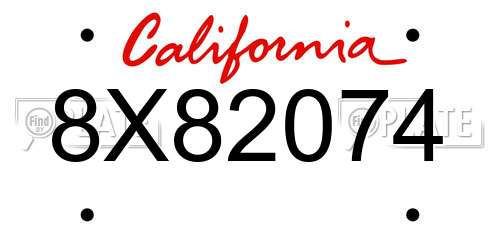 8X82074 California License Plate
