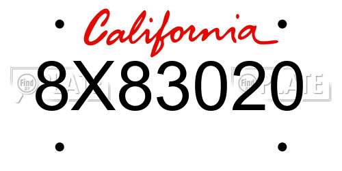 8X83020 California License Plate
