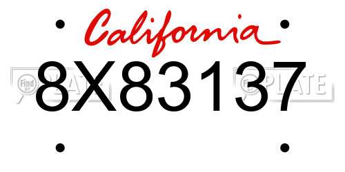 8X83137 California License Plate