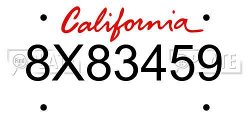8X83459 California License Plate