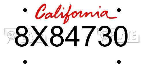8X84730 California License Plate