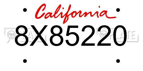 8X85220 California License Plate