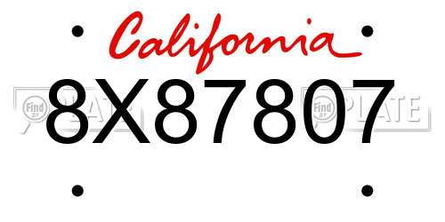 8X87807 California License Plate