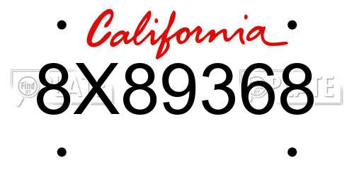 8X89368 California License Plate