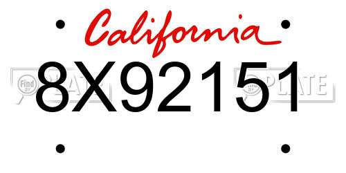 8X92151 California License Plate
