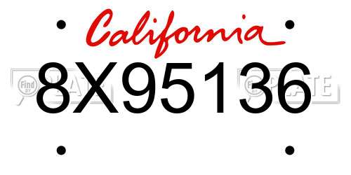 8X95136 California License Plate