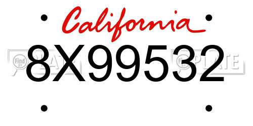8X99532 California License Plate