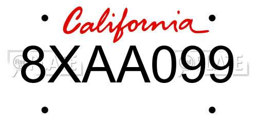 8XAA099 California License Plate